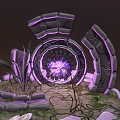 Mystical Portal Structure With Purple Glow Stone Arch And Vines On Base Design
