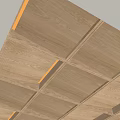 Modern Wooden Ceiling Design With Square Panels Recessed Lighting And Natural Grain