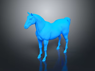 Blue Horse 3D Rendered Model With Smooth Surface And Dark Background 3d model