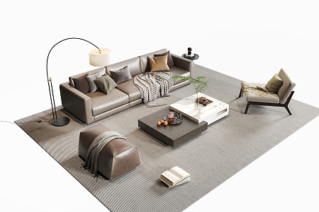 Sofa Coffee Table Combination Sofa Living Room Sofa Coffee Table Floor Lamp Coffee Table 3d model