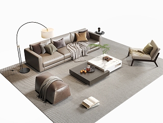 Sofa Coffee Table Combination Sofa Living Room Sofa Coffee Table Floor Lamp Coffee Table 3d model