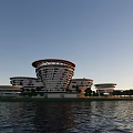Modern Museum Building Design With Unique Curved Structures And Green Lawn Areas