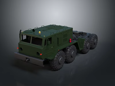 Olive Green Military Heavy Duty Truck With Multi Wheel Design For Transport 3d model