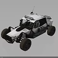 White Off Road Buggy With Open Cockpit Large Tires And Roof Antenna