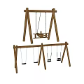 Wooden Children Playground Swing Set With Multiple Swings And Sturdy Structure