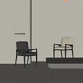 Poliform Modern Grey And Beige Upholstered Chairs With Black Frame In Minimalist Interior