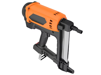 Orange and Black Electric Staple Gun With Handle And Magazine 3d model