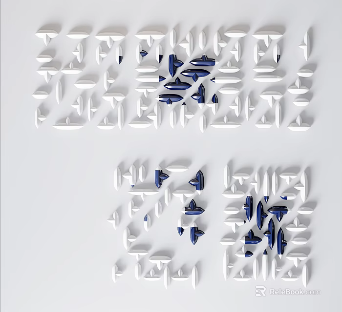 Modern 3D Geometric Wall Decor With White And Blue Abstract Design Elements 3d model 