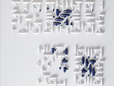 Modern 3D Geometric Wall Decor With White And Blue Abstract Design Elements 3d model