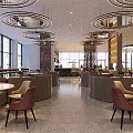 Modern Hotpot Restaurant Spacious Interior With Pendant Lights Wooden Tables Chairs And Green Plants