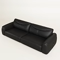 Black Leather Two Seater Sofa With Modern Stitched Design And Armrests 3d model