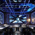 Luxurious KTV Interior Design With Starry Ceiling Blue Lighting And Comfortable Sofas