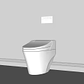 Modern White Toilet Design With Wall Mounted Control Panel In Beige Bathroom