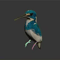 Vibrant Blue And White Kingfisher With Long Black Beak And Red Feet On Gray Background
