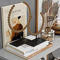 Decorative Ornament Set with Shelf Lamp Mirror Vase Books Candle and Framed Art for Modern Home Decor