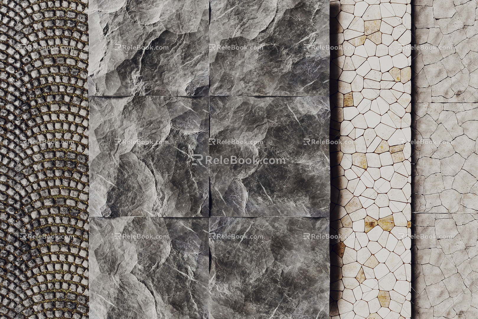 Modern floor tile stone wall surface 3d model