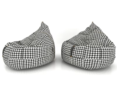 Modern Black And White Houndstooth Pattern Bean Bag Chair Pair For Living Room 3d model