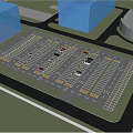 Spacious Parking Lot With Organized Spaces Parked Cars Green Trees And Yellow Markings