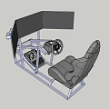 Computer Racing Simulator With Steering Wheel Multiple Screens Metal Frame And Seat 3d model