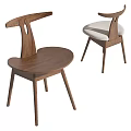Modern Wooden Dining Chairs With Unique Backrest And Light Colored Seat 3d model