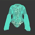 Women's Ruffled Floral Blouse With Bell Sleeves And Lace Trim