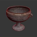 Vintage Ceramic Vessel With Green Glaze Pedestal Base And Handle In Classic Design
