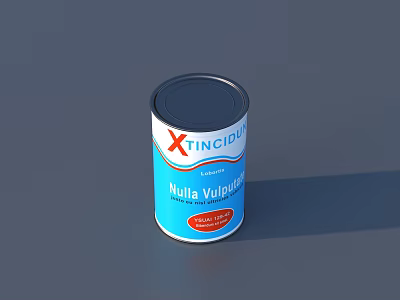 Industrial Equipment Can With TINCIBU Brand Blue White Design And Red X Logo 3d model