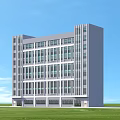 Modern Industrial Factory Building With Multi Storey Structure Large Glass Windows And Green Lawn