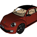 Red Volkswagen Beetle Car With Black Roof And Beige Interior Alloy Wheels