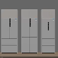 Modern White Refrigerators and Freezers Three Upright Units with Multi Door and Drawer Design