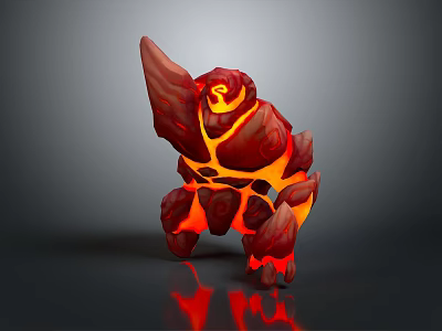 Red Lava Rock Themed Decorative Ornament With Glowing Accents For Home Decoration 3d model