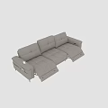 Modern Light Beige Leather Three Seater Sofa With Dual Reclining Seats And Black Metal Legs