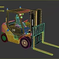 Yellow Komatsu Forklift Model 50 With Black Cabin And Front Forks Design
