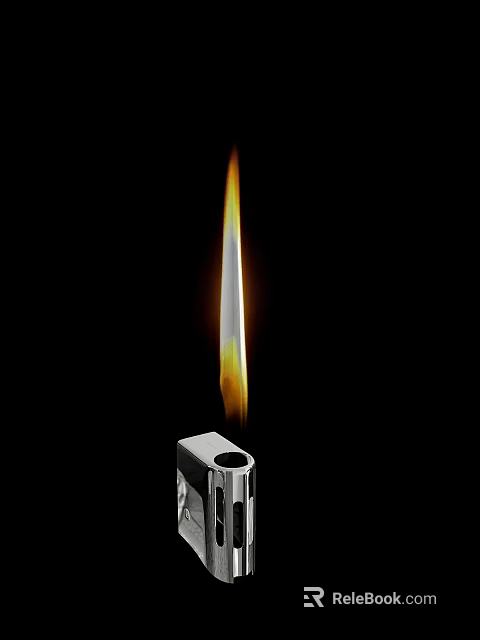 Metal Lighter With Burning Flame On Black Background For Daily Use 3d model 