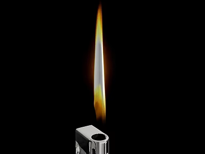 Metal Lighter With Burning Flame On Black Background For Daily Use 3d model