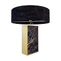 Elegant Table Lamp With Black Fabric Shade Gold Frame Black Marble Base Gold Veins