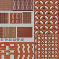 Red Rust Brickwork Screen Wall With Geometric Patterns And Decorative Design 3d model
