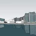 Modern Hotel Building Exterior Featuring Glass Curtain Walls And Water Reflection