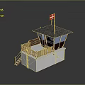 Small Observation Guard Tower With Tiled Roof Danish Flag Wooden Railing And White Base