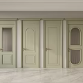 Light Green Interior Swing Doors With Various Designs And Glass Panels 3d model