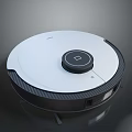 Modern Robot Vacuum Cleaner With White Top Black Circular Button And Black Edge Design
