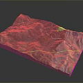 3D Topographic Terrain Model Featuring Mountain Roads Green Areas And Wooden Base