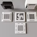 Stylish Modern Air Conditioner Fans Featuring Multiple Ceiling Mounted Grille Panel Designs 3d model