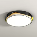 Modern Square And Round Ceiling Light Featuring Black Frame Yellow Trim And White Light 3d model