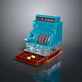 Vintage Cash Register With Blue Body Classic Design Numeric Display And Drawer