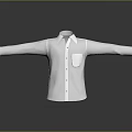 White Collared Shirt With Long Sleeves Front Pocket And Display On Gray Background