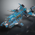 Blue Futuristic Spaceship Model Featuring Detailed Mechanical Structure For Cosmic Exploration 3d model