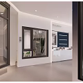 Window Door Showroom Interior With Glass Displays Seating And Modern Design