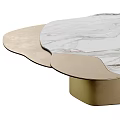 Unique Modern Coffee Table With White Marble Top And Gold Metal Base Design
