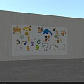 Colorful Kids Wall Decor with Cartoon Animals Giraffe Dolphin Numbers and Mushroom House
